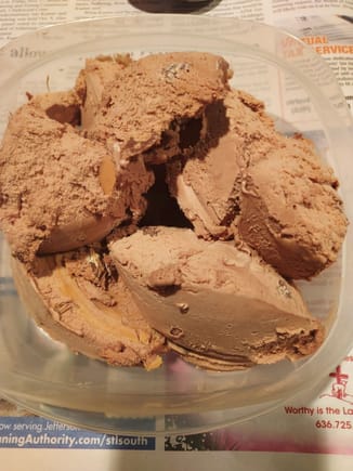 Dessert Later - My favorite icecream these days, Edy's brand Peanut Butter Park.  It's Chocolate icecream with swirls of peanut butter fudge throughout it, and chocked full of mini peanut butter cups.  If you love Reese's Peanut Butter Cups you'd love this icecream for sure.