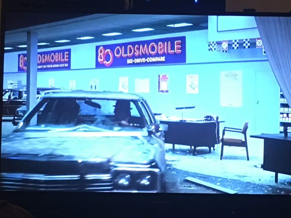 Jake and Elwood Blues drove through an Oldsmobile dealership.
