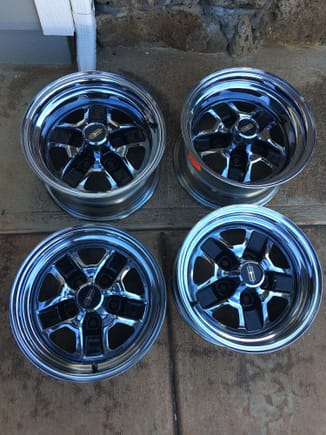 Bought these replicated Oldsmobile rims from some guy for $300. Rear 14x8 front 14x7. Any suggestions for tire sizes?