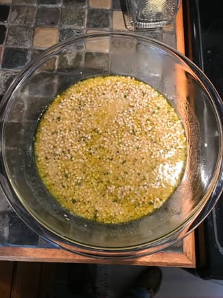 Buckwheat, olive oil, lemon juice & mint (into refrigerator for 3 hrs)