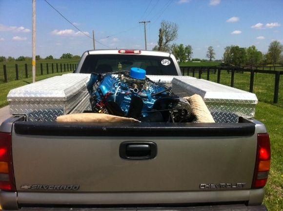 Nervous wreck. Never hauled a $5000 engine sitting on a tire in the back of my truck.