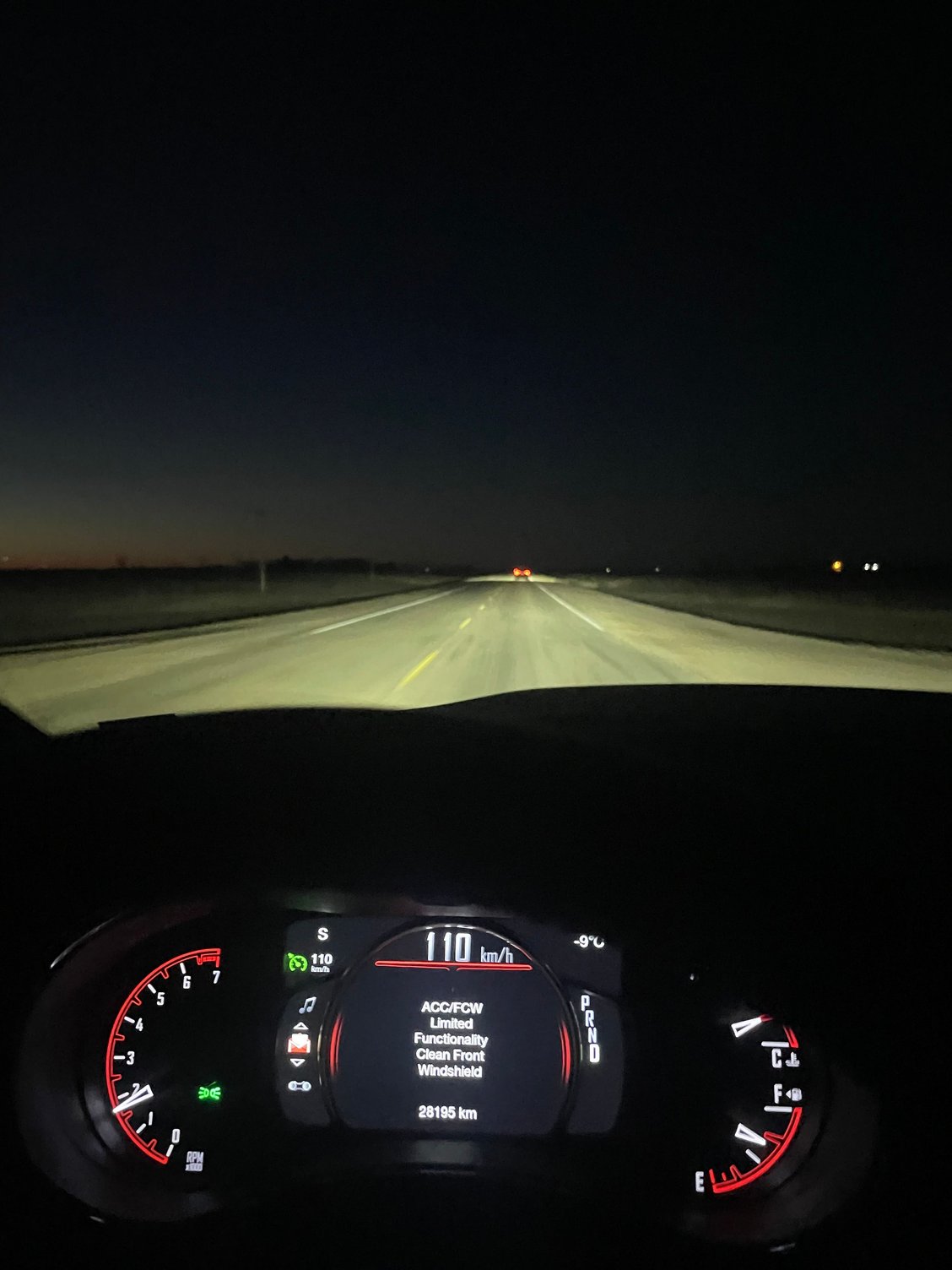 Notification that my windshield was too dirty...