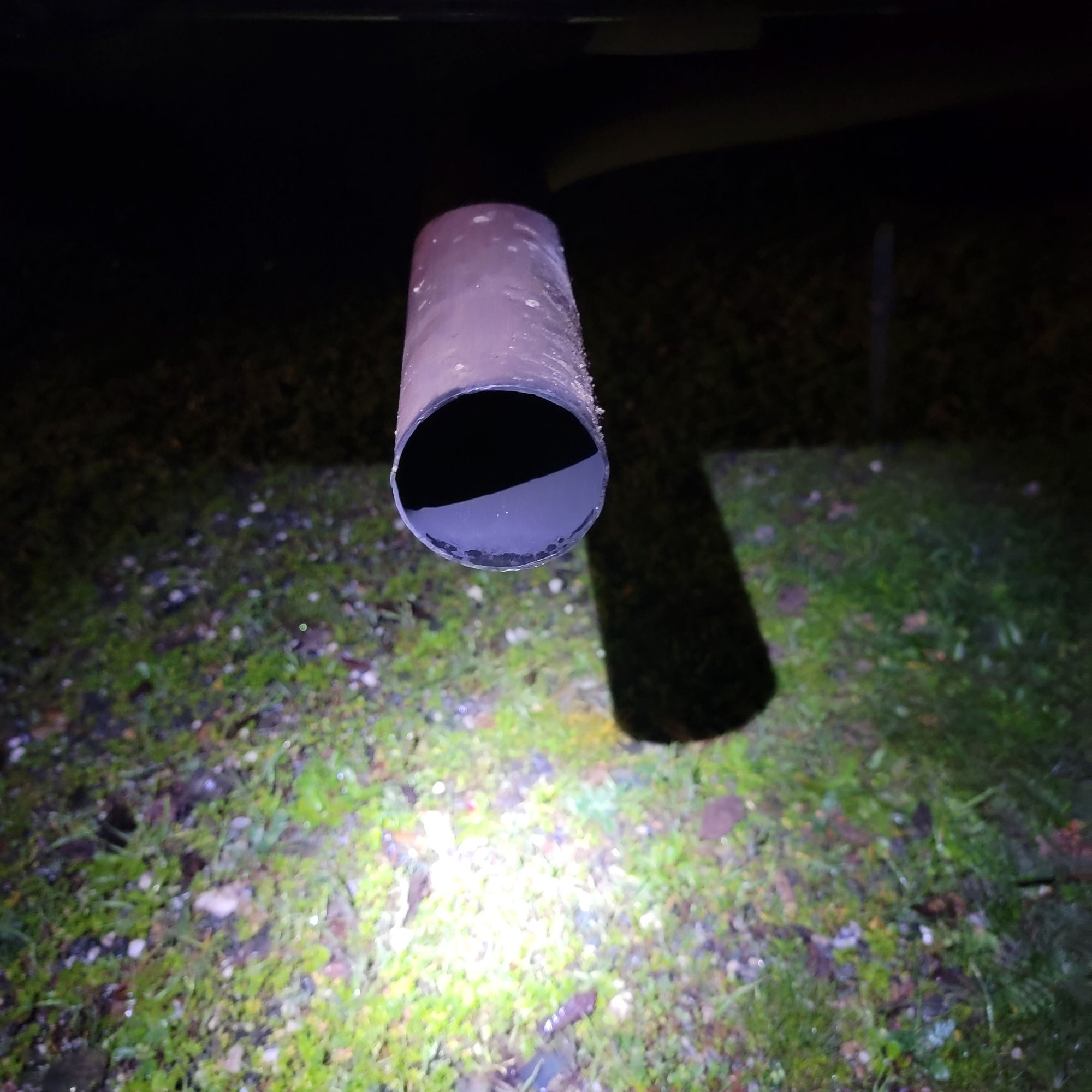 Raining in the dark. Shows a little black?