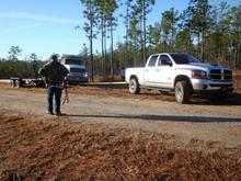 Pulling out a stuck dump truck
