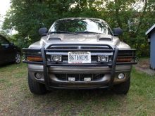 custom cut headlight covers, custom wired fog lights, push bar, FUNCTIONAL hood scoops