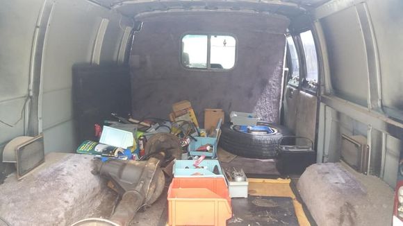 Back end after shelving units were removed.