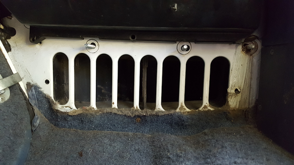 Here is the section where all the bolts with sheet metal nuts removed.  This is below the duct work that is only attached with self tapping screws.