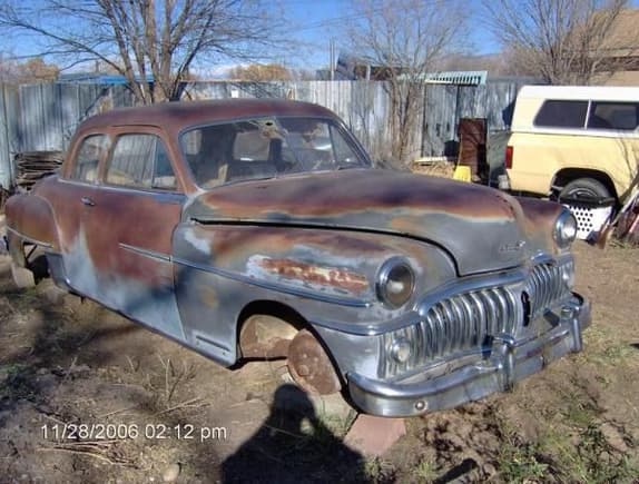 1950 Desoto. The day I bought it. LOOK NO RIMS!