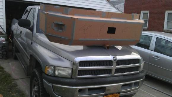 Front bumper mock up lower half.  Can't mock up the tubes with cardboard.