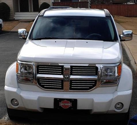 The chrome trim I installed on my factory black grill!!