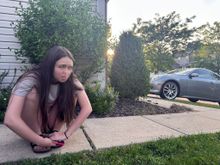 My beautiful (redacted) girlfriend alongside my kinda cute-ish car 