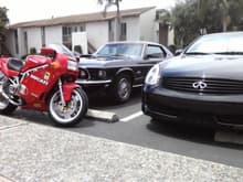 69 Mustang, Ducati SuperSport and 06 G35 Coupe.

I need a Garage!!!!!