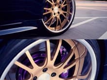 wheels - gold venaci mesh by work 
20x9.5  15 front (3.5&quot; lip)
20x11  5 rear (5&quot; lip)