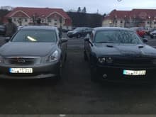 My ride and my homeboys new 2013 challenger SXT sinister. We raced them he put up a good fight but I smoked him in the end.