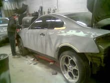 G in da shop for fresh paint and Karuma Z front bumper Black roof, stillen roof spoiler, coilovers, chassis mods etc...