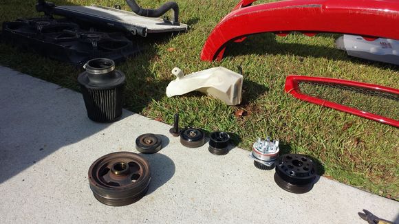 The AMS pulleys are OEM size,  so not underdriving any accessories,  but about 1/4 the weight,  except for the crank pulley obviously.  I wish I had weighed them both before installing.   The result in lost rotational weight gives back the hp that was being used to carry the weight.  I'm keeping a close eye and ear on the engine bc of the removal of the harmonic balancer.  No issues or resonance thus far.