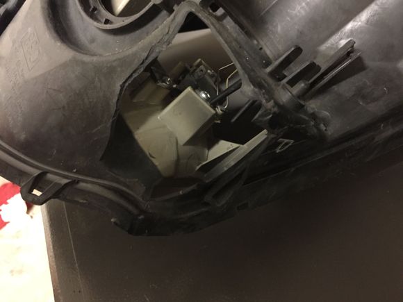 Hole at bottom of passenger housing.