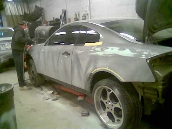 G in da shop for fresh paint and Karuma Z front bumper Black roof, stillen roof spoiler, coilovers, chassis mods etc...