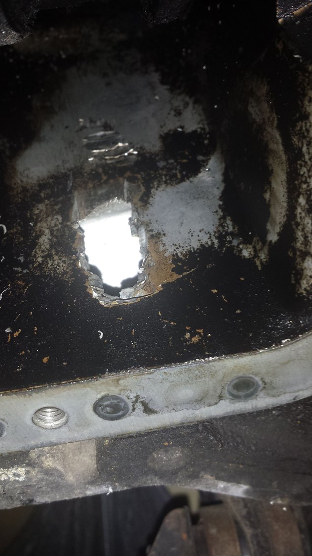 Mysterious Hole in Oil Pan.... HondaTech Honda Forum Discussion