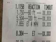 I had some 1.6 60’s but this was the best ET of the night.