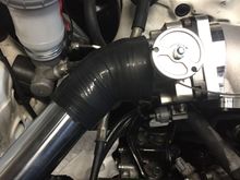 And this is what we came up with. There is probably a couple centimeters between the coupler and the banjo bolt. We are not sure how well it will hold up but we are going to try and see