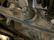 This is how bad the bushing was even with the car jacked up