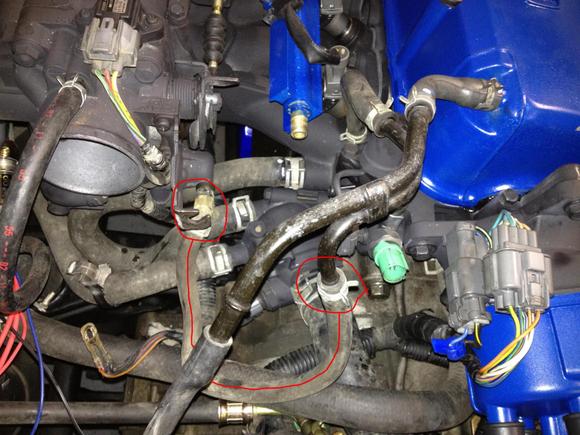 someone else’s setup, throttle body coolant hose is coming from different port.