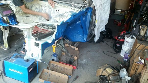 Bed lined
Got the full fender brace welded on

Both sides of the car shall not flex anymore
More protection in a accident now too.