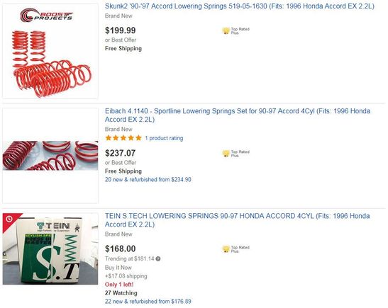 Ebay options for 96 Accord lowering springs.