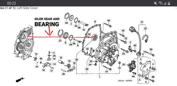 Parts diagram..red line shows bearing and idler