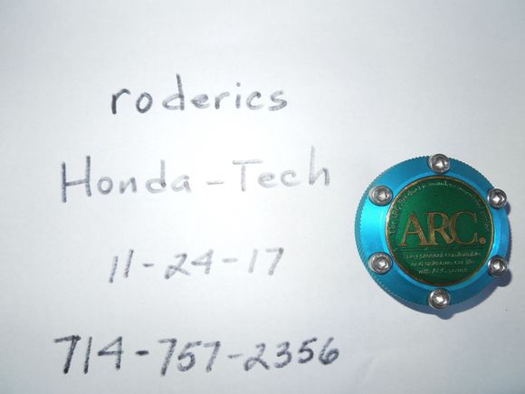 Blue ARC Gen 2 oil cap.
$800 shipped