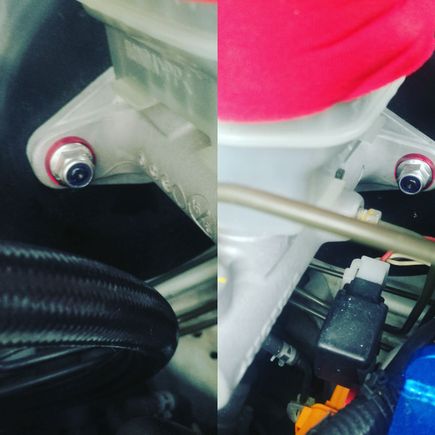 M8 flanged,serrated, nylon lock nuts with red washers