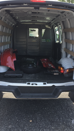 Back Bumper, Back Windshield, Rear Trunk, Tail Lights,Spare Tire, Spare Jack, (the socket set is not for sale lol) 