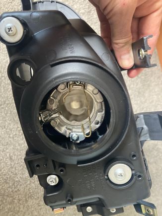 You can see the back of the reflector bowl, where the projector will mount, here: