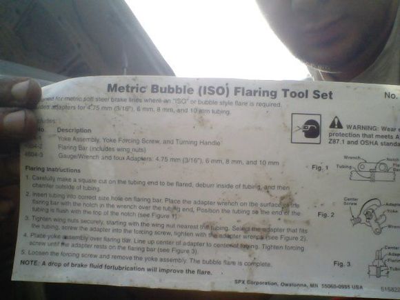 So this is the kit i used, metric bubble flaring set, it used the smallest flar