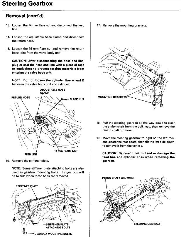 2000 civic SiR Power Steering rack removal HondaTech Honda Forum