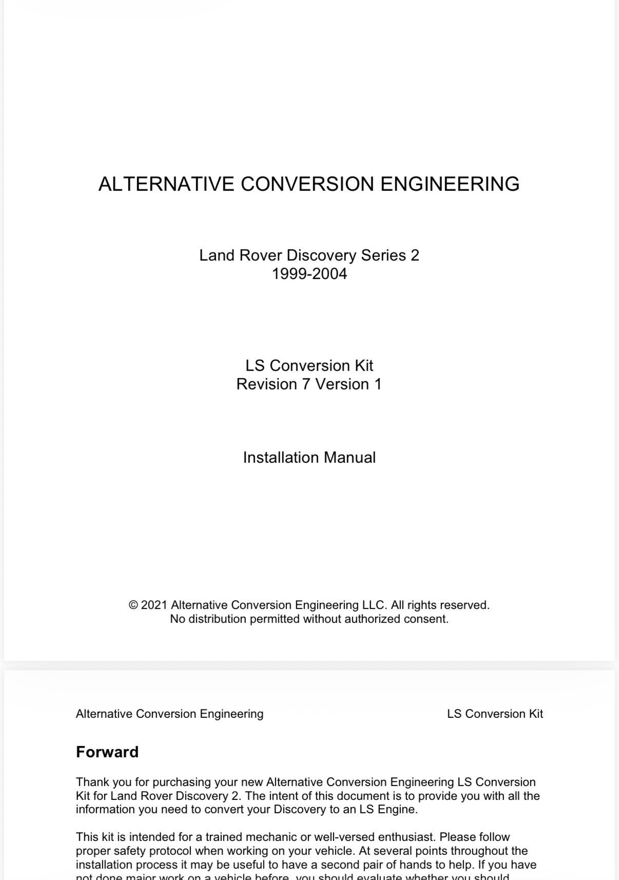 Miscellaneous - Discovery 2 LS Swap Kit by ACE NEW, Complete, in Boxes - New - 1999 to 2004 Land Rover Discovery - Portland, OR 97267, United States