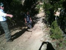 To the left is the event coordinator Gordon. He was trying to convince me I could go down this steep incline and up another. Doesn't look like much in the photo, but it was pretty intense.