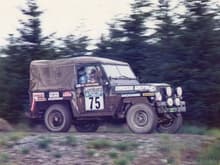 Scottish 81 A
Using the Allard Turb charged Land Rover again on the 1981 Scottish International rally, here we are flat out at over 100mph on the long Twiglees special stage.
Co driver here was Richard Bellemy-Brown.
We beat the only other 4WD entry, a Subaru, by nearly twenty minutes.