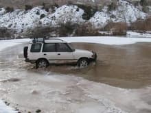 Utah winter river crossing
