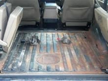Rear floor rust repair job coming soon