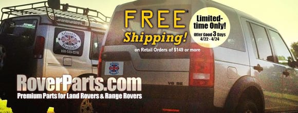 free shippimng roverparts.com