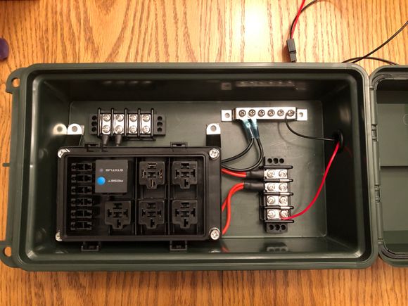 Inside the junction box with the relay/fuse box wired