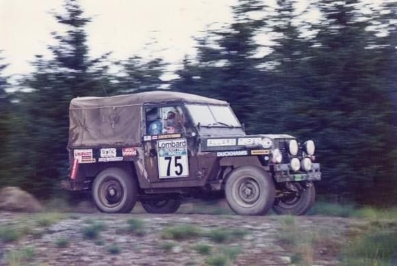 Scottish 81 A
Using the Allard Turb charged Land Rover again on the 1981 Scottish International rally, here we are flat out at over 100mph on the long Twiglees special stage.
Co driver here was Richard Bellemy-Brown.
We beat the only other 4WD entry, a Subaru, by nearly twenty minutes.