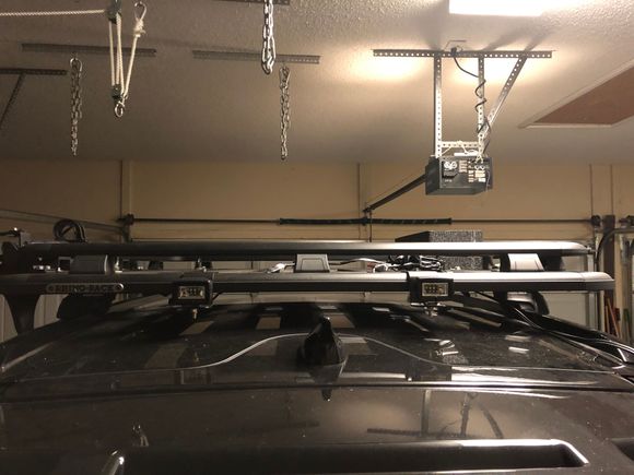 Lights mounted to rear of roof rack