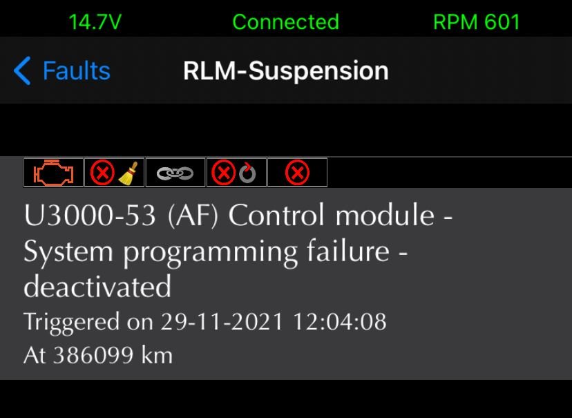 Suspension Fault Normal height only, reduce speed to 50km/hr Land
