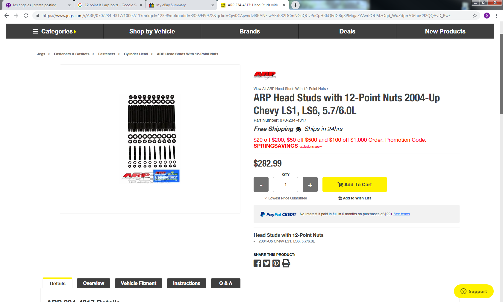  - ARP STUDS 12 POINT 2004 And Up Chevy Ls1 Ls6 234-4317 Brand new in box unopened - Pacoima, CA 91331, United States