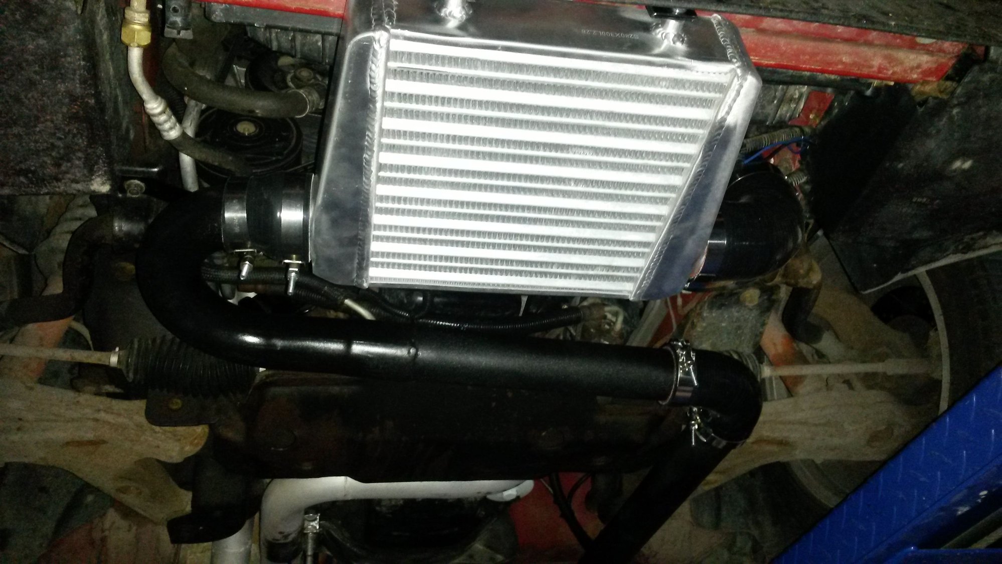 intercooler mounted so front cover didnt have to come off.