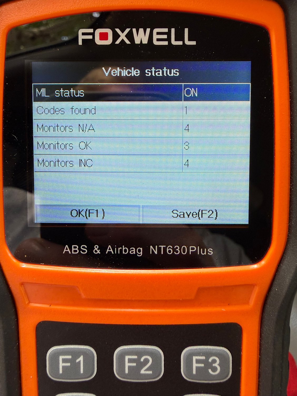 1st screen of status read, press F1 to open codes