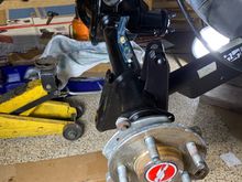 With the mechanical helpers, I got the rear end in place and installed.  You can see my Maximum Motorsports Extreme-Duty Rear Lower Control Arms installed.